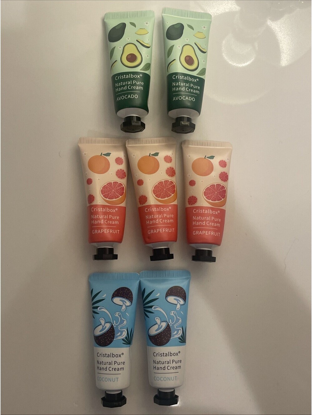 Cristalbox Natural Pure Hand Cream Coconut, Grapefruit, Avocado- Set Of 7 -20g